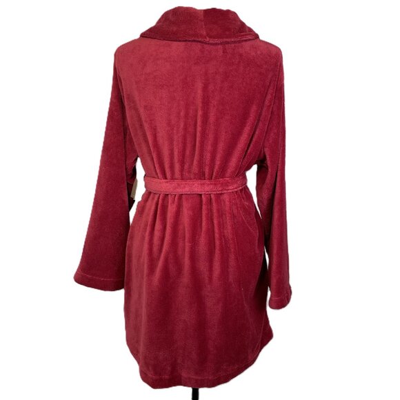 NWT Great Northwest Sleepwear Lounge Robe Heavyweight Plush Red Burgundy Size M - Picture 4 of 15